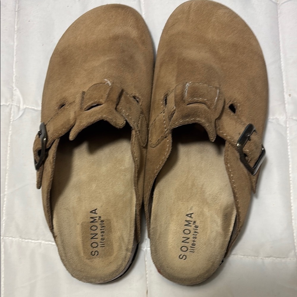 Sonoma Goods For Life® Waterford Tan Suede Clogs - Picture 2 of 9